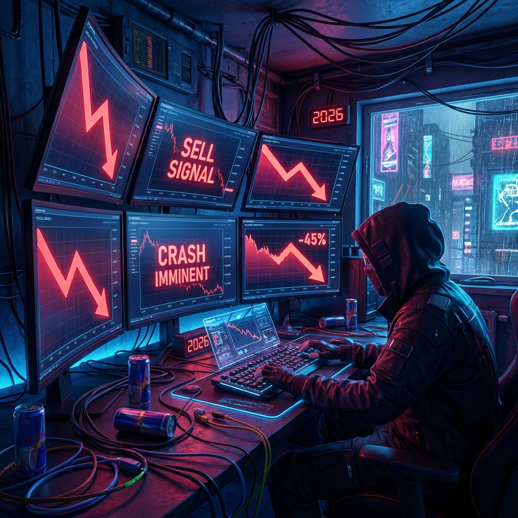 Trader watching red charts
